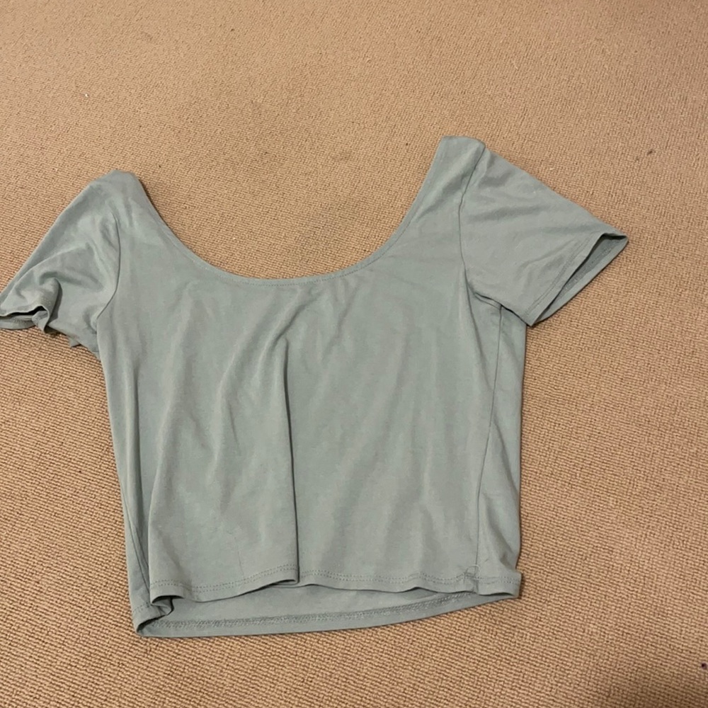 sage green wide neck top. size x-large